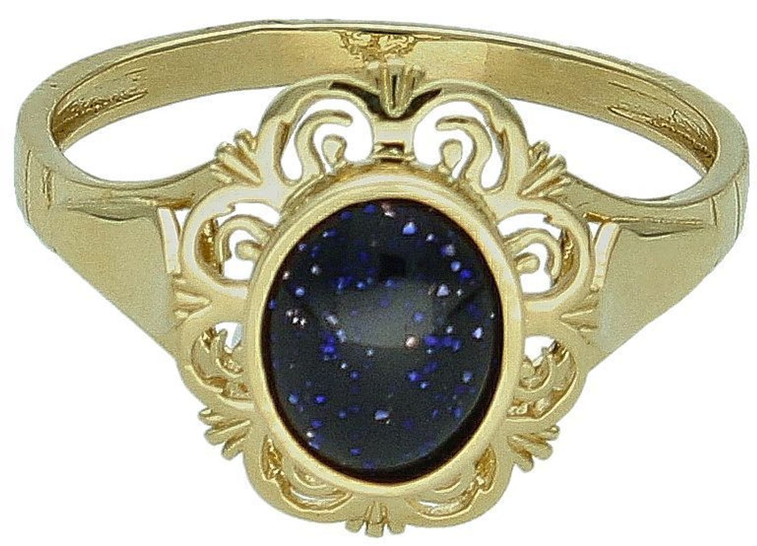 Pierścionek złoty próba 585, PI 6541H 585 Pierścionek złoty ozdobiony granatowym kamieniem. Pierścionek wykonany z zachowaniem dbałości o każdy szczegół i detal. Dodatek łączy w sobie symbolikę 1.jpg